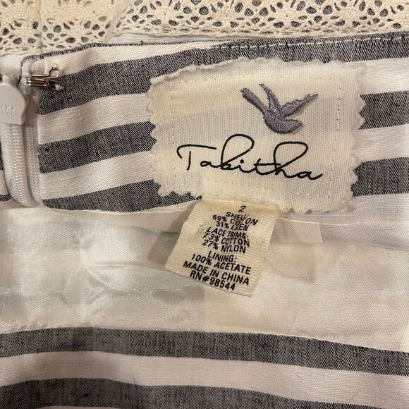 Anthropologie Tabitha Sailing Lace Striped Pencil Mini Skirt Small Linen/Cotton - Picture 12 of 13